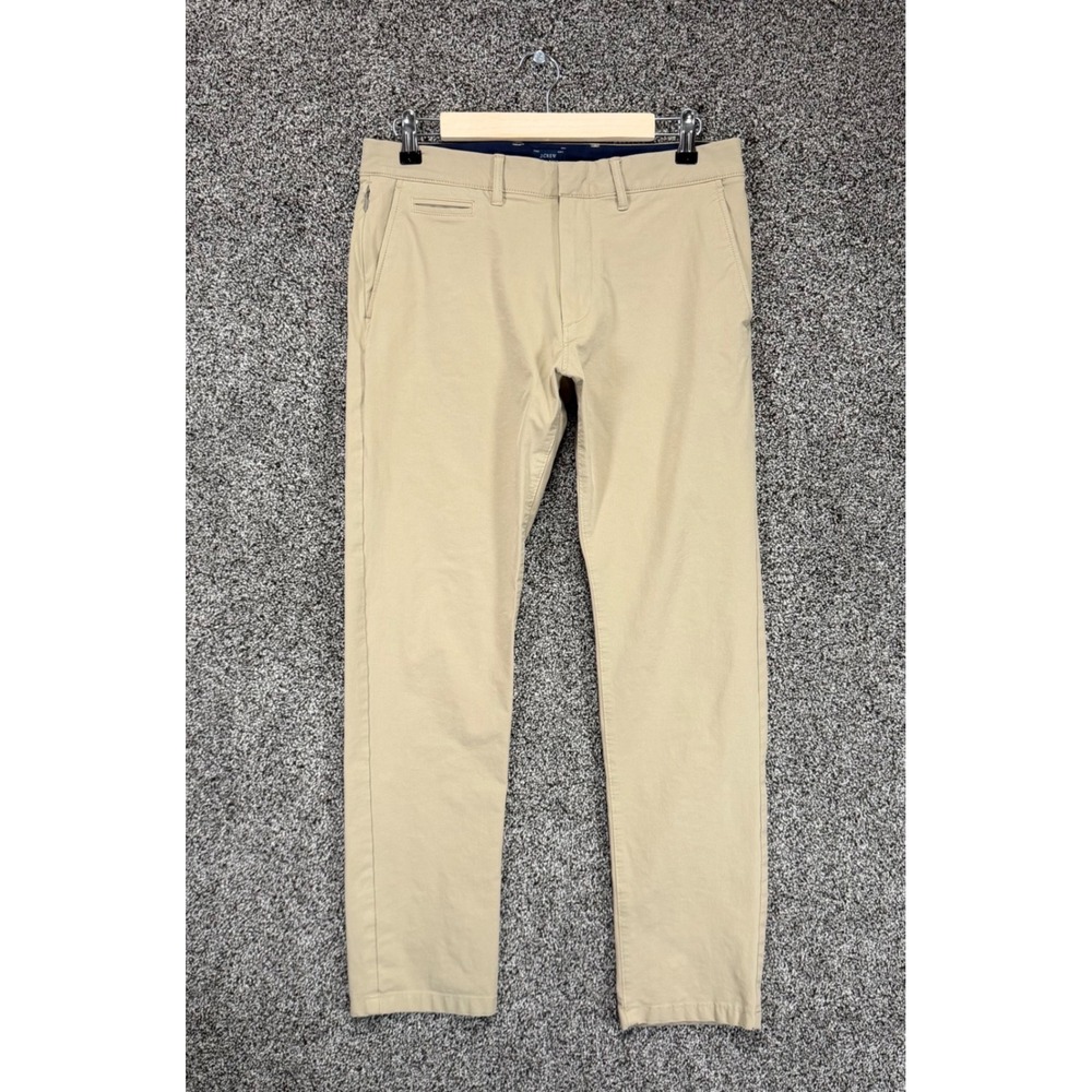 J Crew 484 Slim Tech Pants Mens 30/30 Beige Cotton Performance Stretch Chino